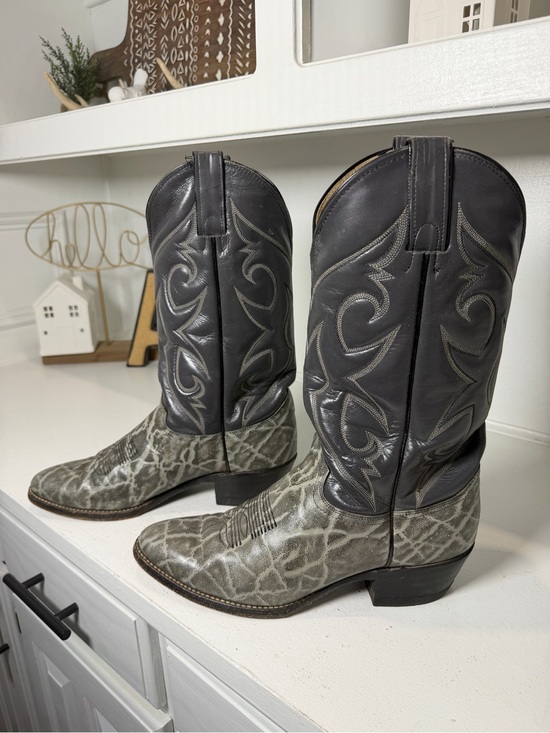 Abilene Boot Co. Other - Vintage Abilene Men’s 9.5D Gray Elephant Print Leather Cowboy Boots USA